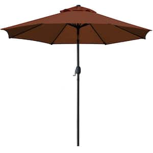 9 ft. Aluminum Outdoor Market Patio Umbrella in Brown with 8 Sturdy Ribs