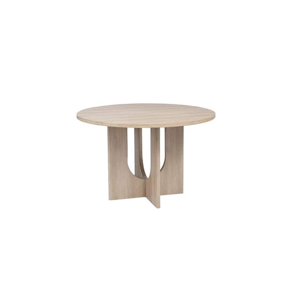 Ardena Light Oak Wood 47.5 in. W Pedestal Dining Table (Seats 4)
