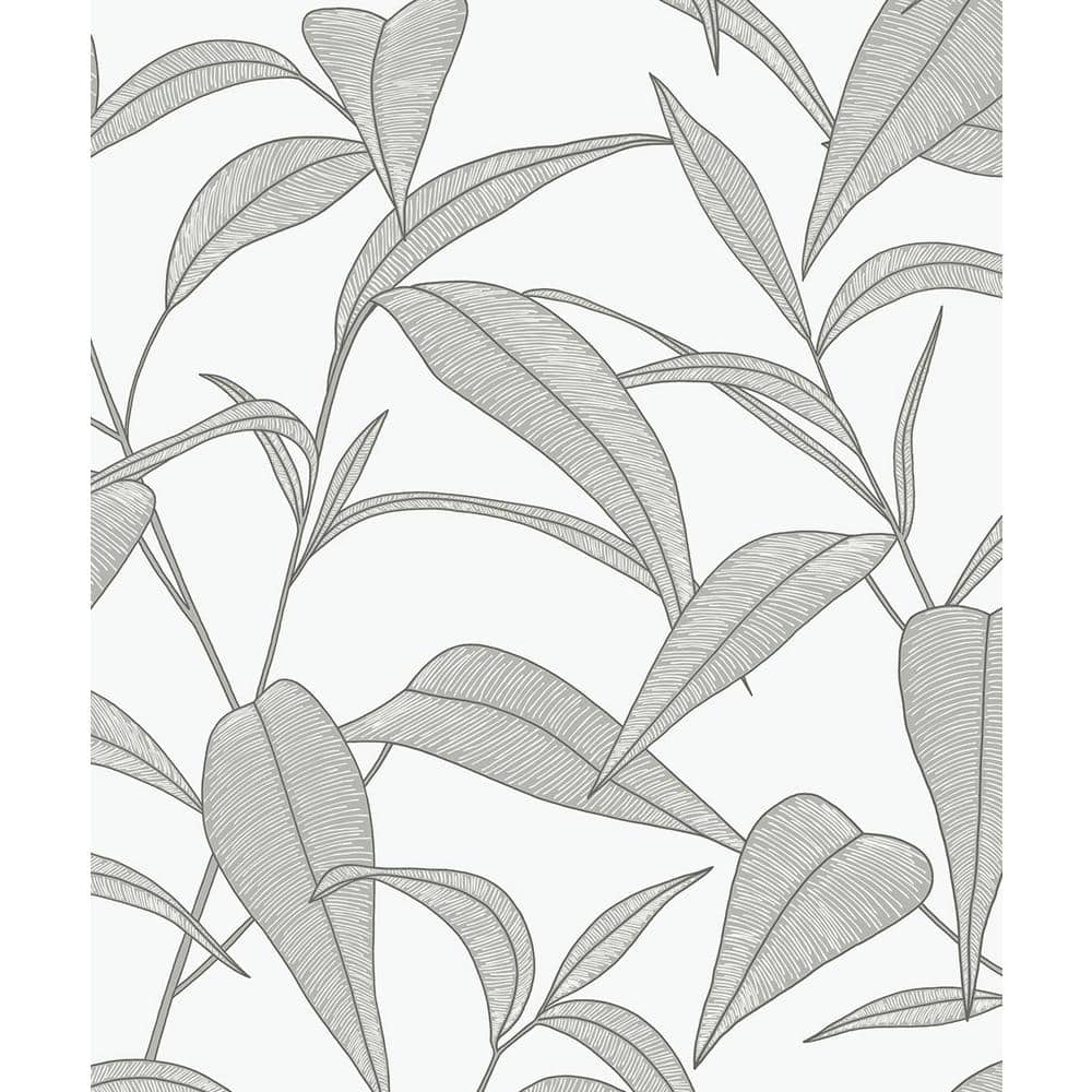 Greystone Pinstripe Leaf Trail Self-Adhesive Vinyl Wallpaper Roll