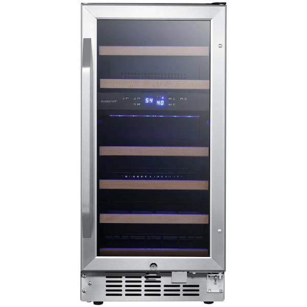 EdgeStar - 15 in. Dual Zone 26-Wine Bottles Beverage and Wine Cooler in Stainless Steel