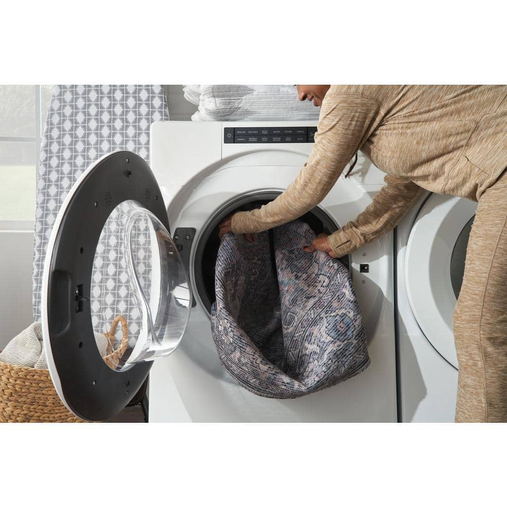 Gray Floral Medallion Machine Washable Area Rug 5'3" x 7'3"