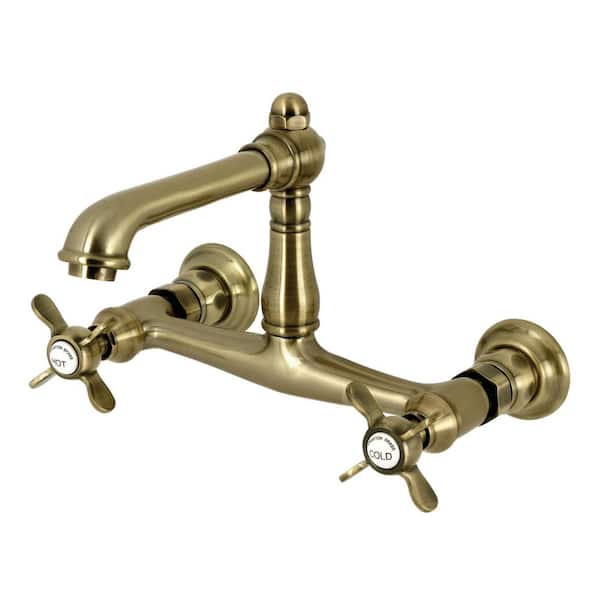 Kingston Brass Essex 2-Handle Wall-Mount Bathroom Faucets in Antique Brass