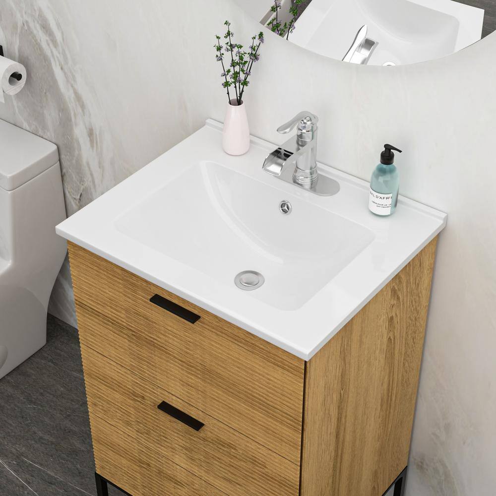 Glossy White Ceramic 24" Single Bathroom Vanity Top