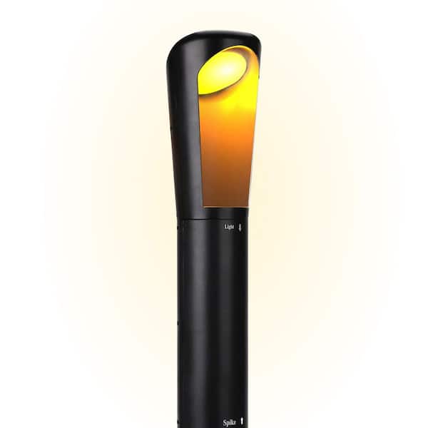 TECHKO Solar Black Integrated LED Garden and Path Light with Directional Amber or White Light