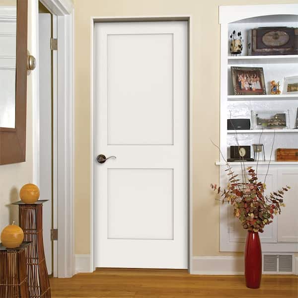 30 in. x 80 in. 2 Panel Shaker Right-Hand Solid Core Primed Wood Single Prehung Interior Door