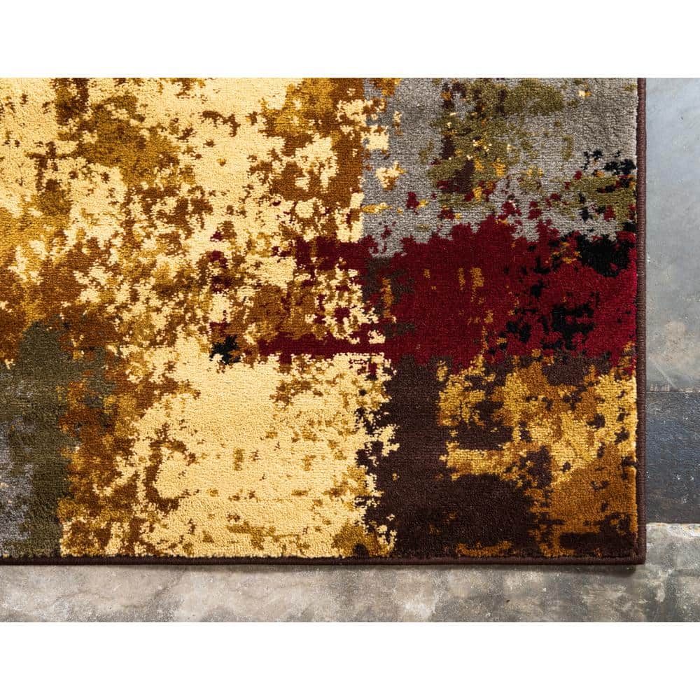 Braided Edge 5' x 8' Rectangular Geometric Indoor Rug in Black and Multicolor