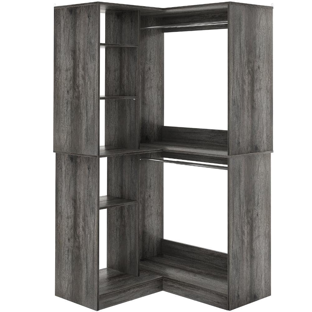 JOURNAL STANDARD ダークグレー ボアベスト Aheaplus 36 in. W Oak Wood Closet Corner System with 6-Tier