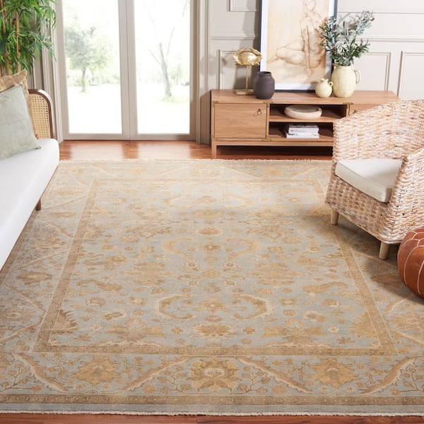 Oushak 10 ft. x 14 ft. Light Blue Oriental Area Rug