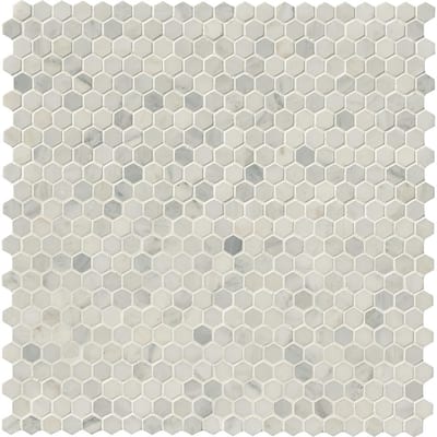 Greecian White Hexagon 12 in. x 12 in. x 10mm Honed Marble Mesh-Mounted Mosaic Tile (8.9 sq. ft. / case)