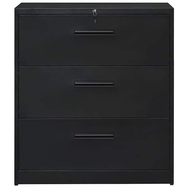 Merax Black Lockable Heavy Duty Lateral Metal File Cabinet With 3 Drawer Wf192107baa The Home Depot Merax Black Lockable Heavy Duty Lateral, Lockable Filing Cabinets For Home