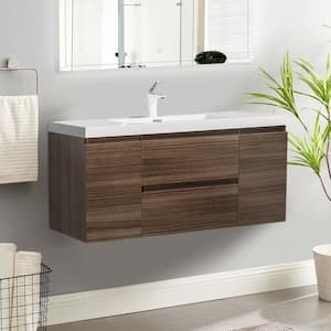 47.2 in. W x 18.9 in. D x 22.5 in. H Bath Vanity in Gray Oak with White Vanity Top with White Basin