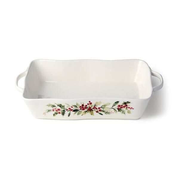 Holly And Vines Large Rectangular Stoneware Baker 16 in. x 10.25 in. x 3 in.