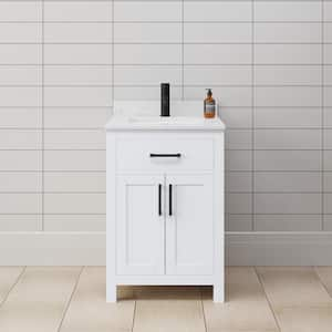 Beckett 24 in. W x 22 in. D x 35 in . H Single Bath Vanity in White with Carrara Cultured Marble Top