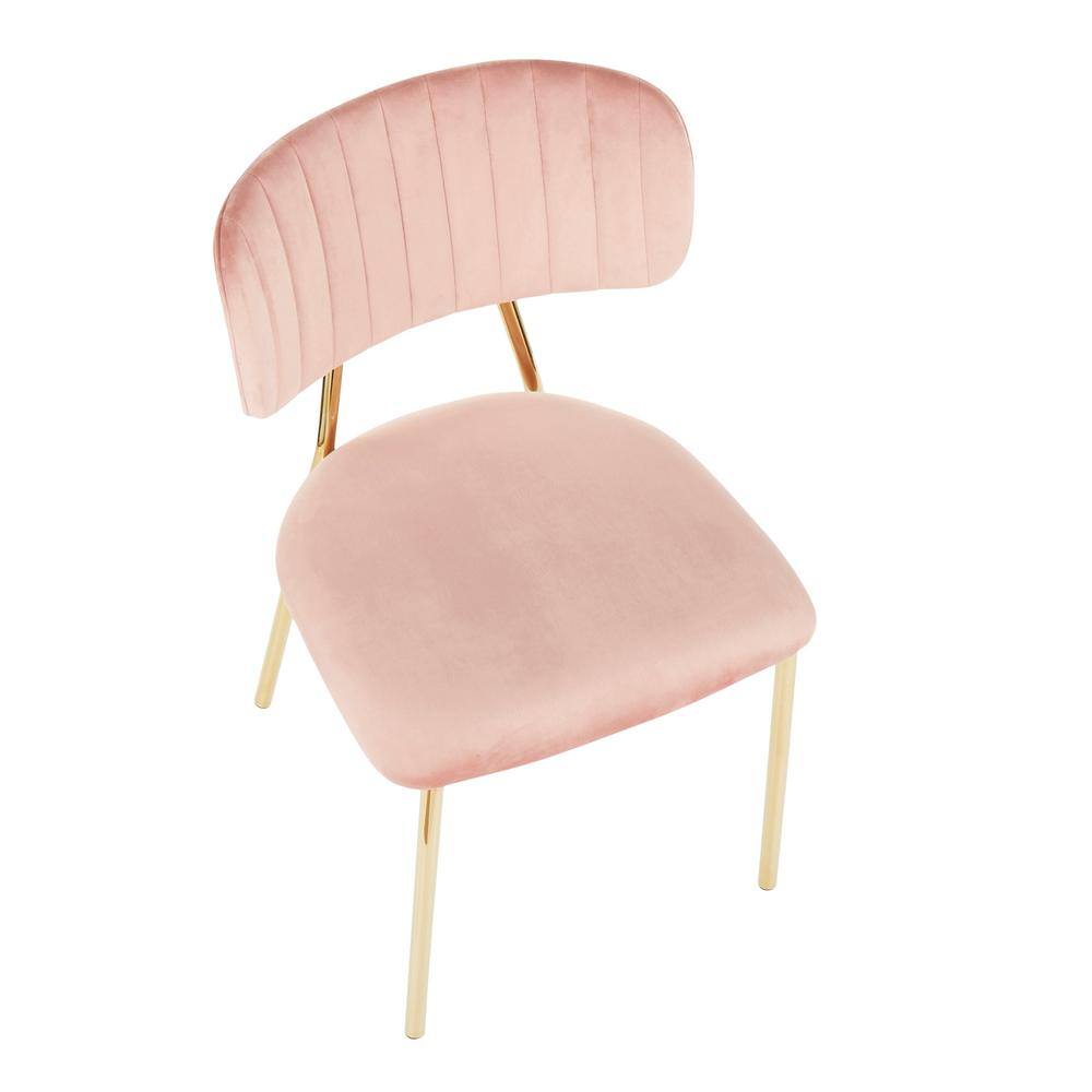 Blush Pink Velvet Upholstered Side Chair with Gold Metal Frame