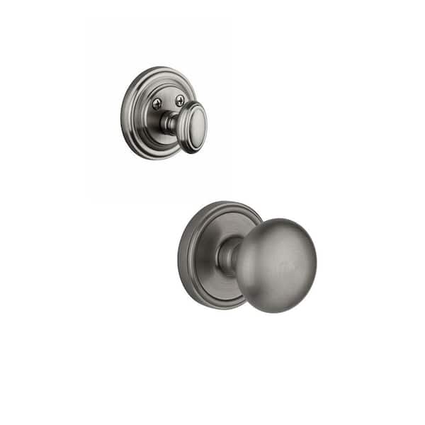 Grandeur Georgetown Single Cylinder Satin Nickel Combo Pack Keyed Differently with Fifth Avenue Knob and Matching Deadbolt