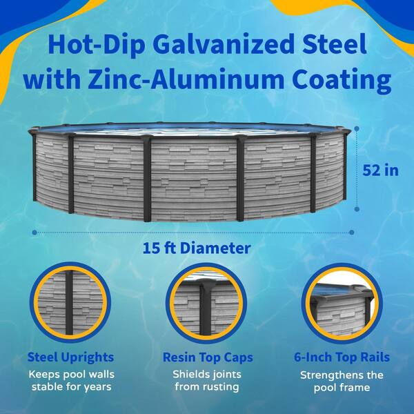 Blue Wave Montilla 15 ft. Round 52-in Deep Steel Wall Above Ground