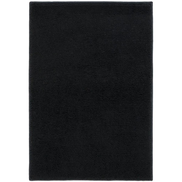Loft 2 ft. x 3 ft. Black Machine Washable Modern Solid Area Rug