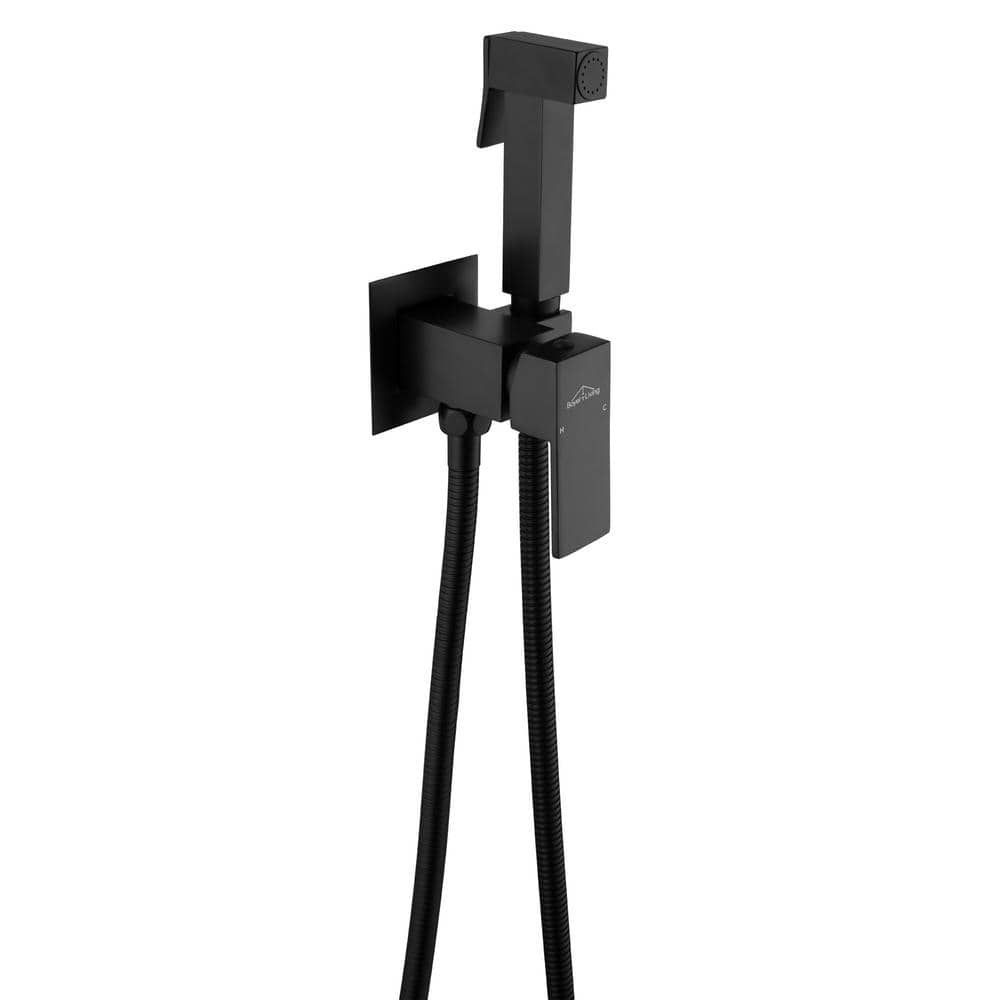 Wall Mount Single-Handle Bidet Faucet with Handle and Mixer Body in Matte B