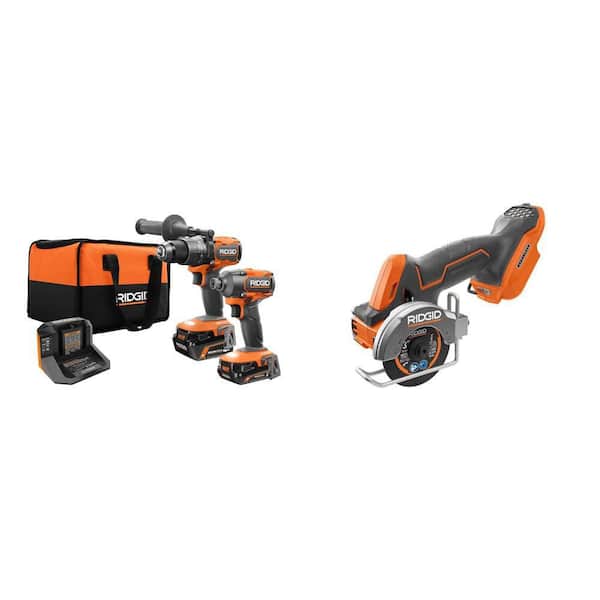 18V Brushless Cordless 2-Tool Combo Kit w/ Hammer Drill, Impact Driver, Saw, Batteries, Charger, & Bag