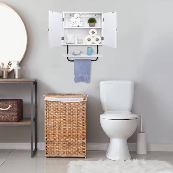 Excello 22 in. W x 27.5 in. H x 8 in. D Barndoor Stock Ready to Assemble Bathroom Wall Cabinet in White