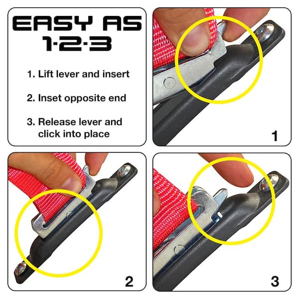 Snap-Loc E-Track Snap-Hook Carabiner Tie Down, 2/Pack