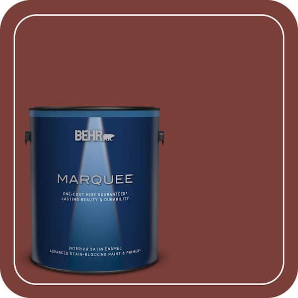 BEHR MARQUEE 1 gal. #PPU2-02 Red Pepper One-Coat Hide Satin Enamel Interior Paint & Primer