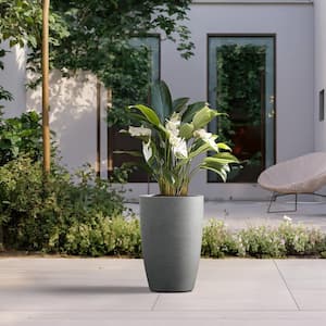 15.5" x 12" x 8.5" Dia Crisp White Extra Large Tall Round Concrete Plant Pot/Planter for Indoor and Outdoor Set of 3