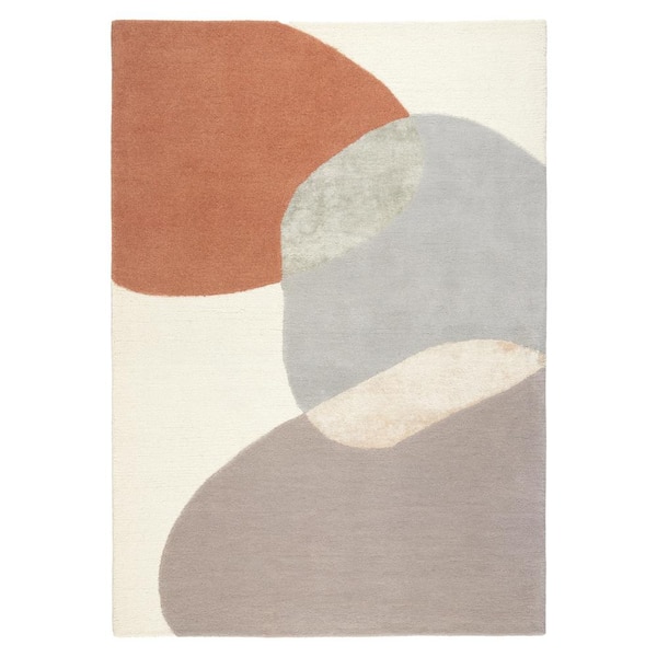 TOWN & COUNTRY LIVING Oslo Hand Tufted Wool Abstract Colorblock Beige/Rust 8 ft. x 10 ft. Area Rug