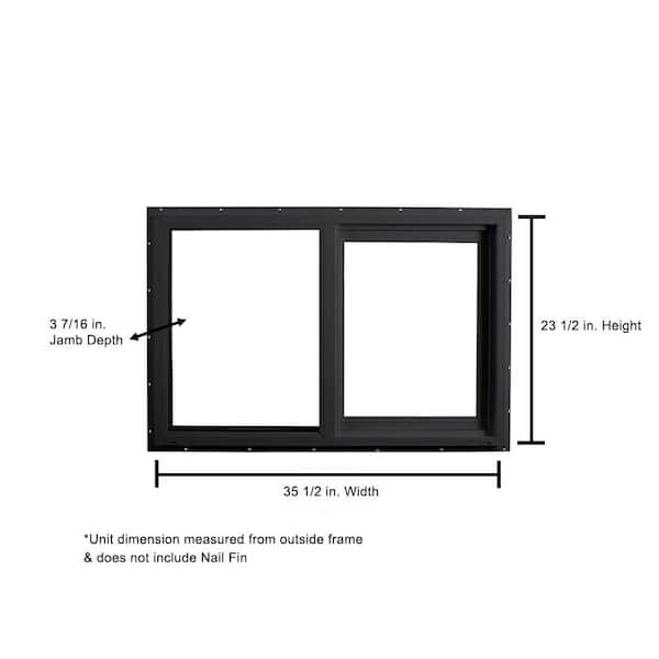 35.5 in. x 23.5 in.Select Series Vinyl Horizontal Sliding Left Hand Black Window with White Int, HP2+ Glass and Screen
