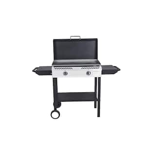 2-Burner Propane Grill in Black with Flat Top Griddle