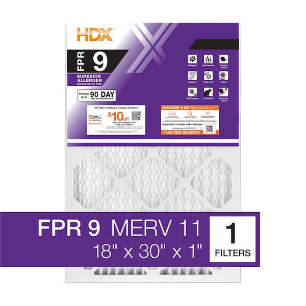 HDX 18 in. x 30 in. x 1 in. Superior Pleated Air Filter FPR 9, MERV 11