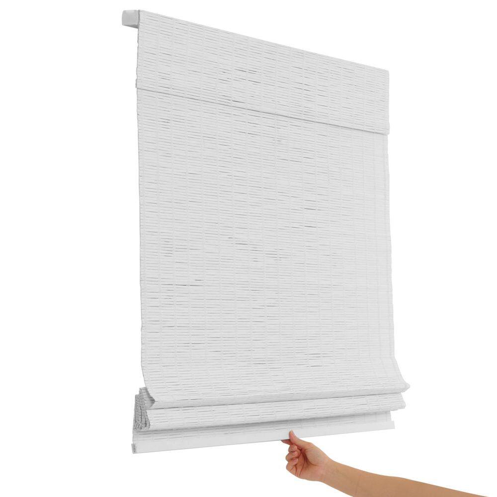 Bayport White Wash Light Filtering Cordless Bamboo Roman Shade-32.5 in. W X 48 in. L price history on PriceWatchPro