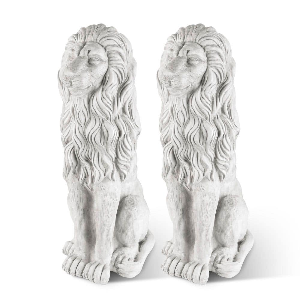 Glitzhome Set of 2-36.25 in. H Oversized MGO White Guardian