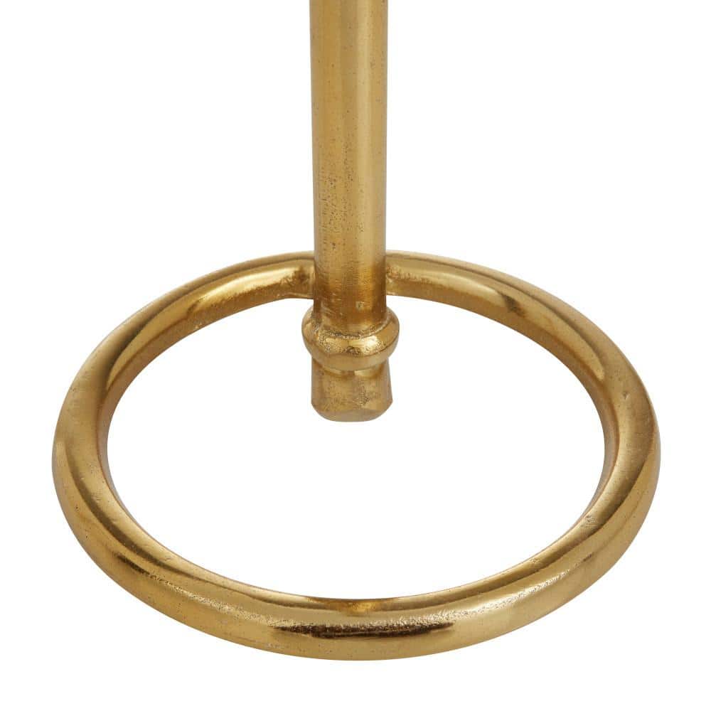 Contemporary Gold Aluminum 14" Triple Taper Candlestick Set