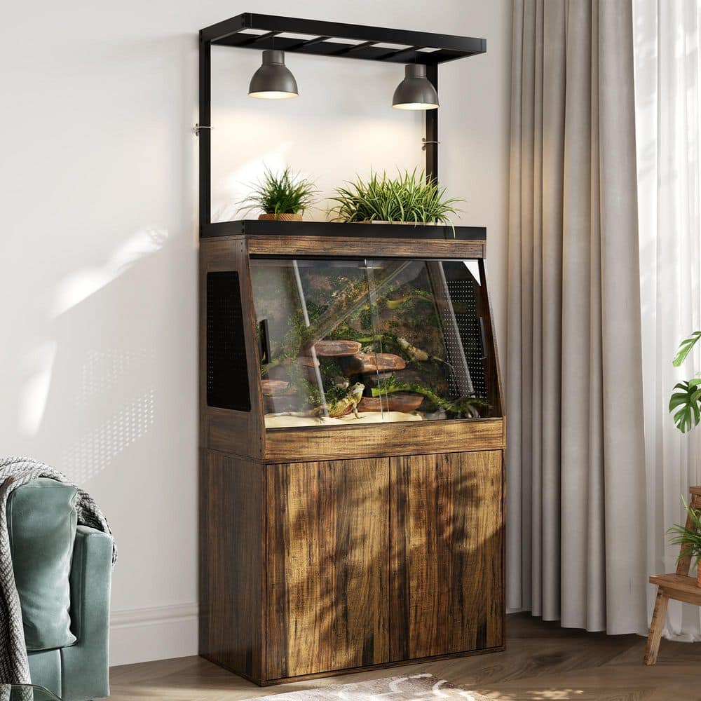 Large Brown Wooden Small Animal Beds with Glass Door, Adjustable Shelves & Plant Zone, for Lizards, Snakes & More price history on PriceWatchPro