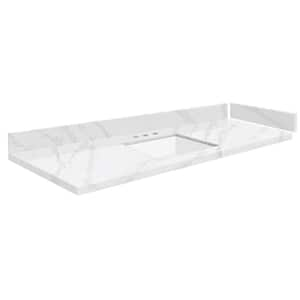 Silestone 60.5 in. W x 22.25 in. D Quartz White Rectangular Single Sink Vanity Top in Calacatta Gold