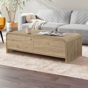 New Classic Furniture Mara 47 in. Natural Rectangle Wood Coffee Table with Storage