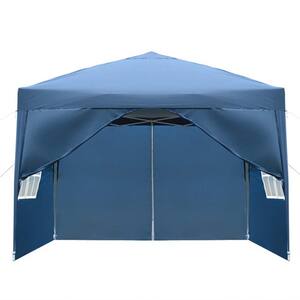 9.8 ft. x 9.8 ft. 2 Doors and 2 Windows Blue Folding Canopy Tent