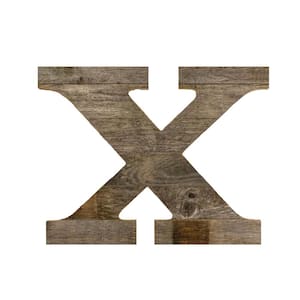 Rustic Large 16 in. Free Standing Natural Weathered Gray Monogram Wood Letter-X Decorative