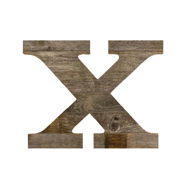 BarnwoodUSA Rustic Large 16 in. Tall Natural Weathered Gray Monogram Wood Letter-X Decorative