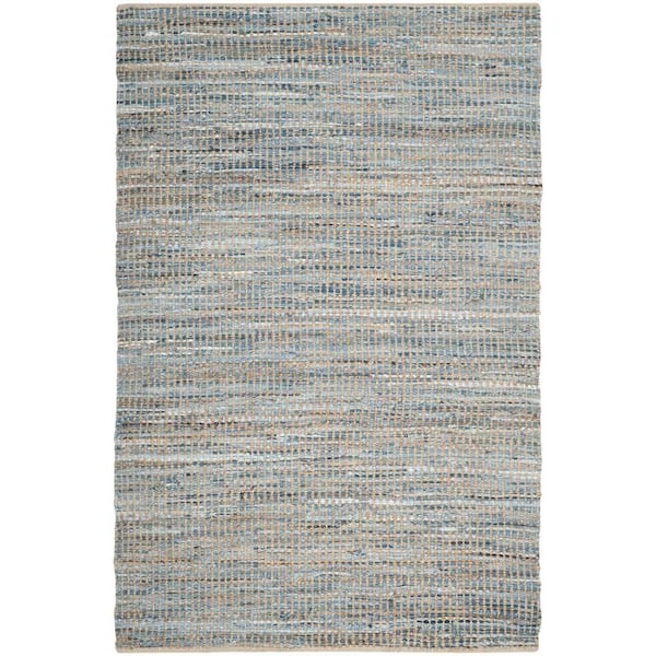 SAFAVIEH Cape Cod Natural/Blue 6 ft. x 9 ft. Striped Distressed Area Rug