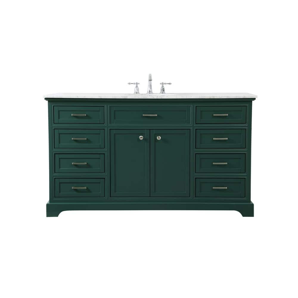 Simply Living 60 in. W x 21.5 in. D x 35 in. H Bath Vanity in Green with Ca