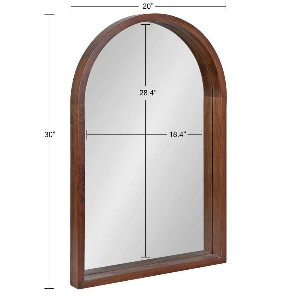 Hutton Arch Walnut Wood 20x30 Farmhouse Vanity Mirror
