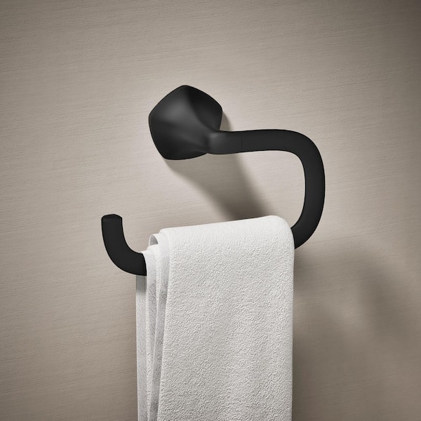 Wall Mounted Sundae Towel Ring in Matte Black