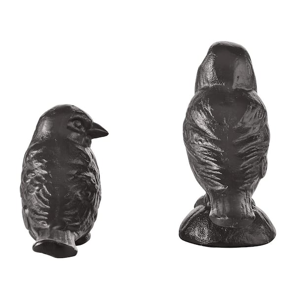 DANYA B Brown Cast Iron Set of 2-Bird Sculptures - Tabletop Desk