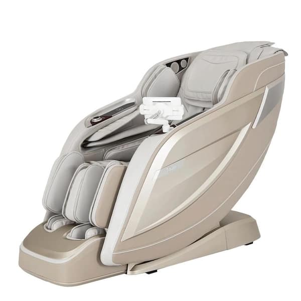 TITAN Pro 8500 MAX Series Taupe Faux Leather Reclining 4D Massage Chair with Zero Gravity, Dual Rail Massage, 24 Auto Programs