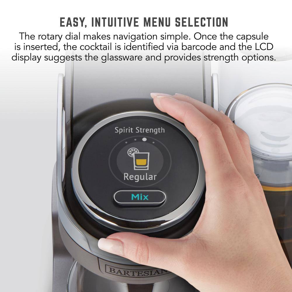 Bartesian Gray Digital Cocktail Blender with Glass Bottles