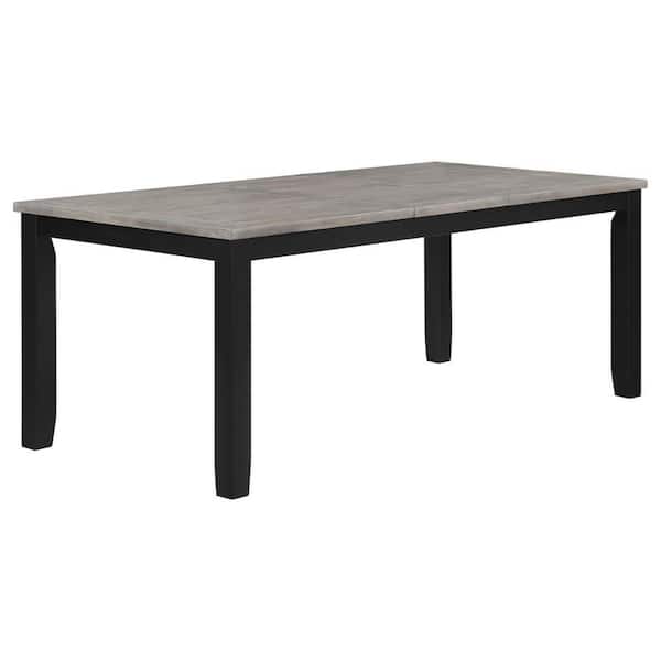 Benjara 60 in. Gray and Black Wood Top 4 Legs Dining Table (Seat of 8)