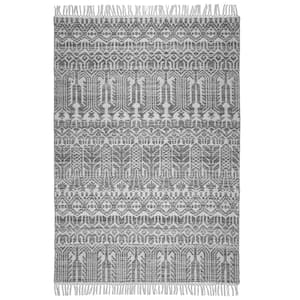 Banning Ivory Grey 6 ft. x 9 ft. Rectangle Solid Pattern Polyester Wool Runner Rug