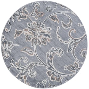Madison Floral Gray 6 ft. Round Indoor Area Rug